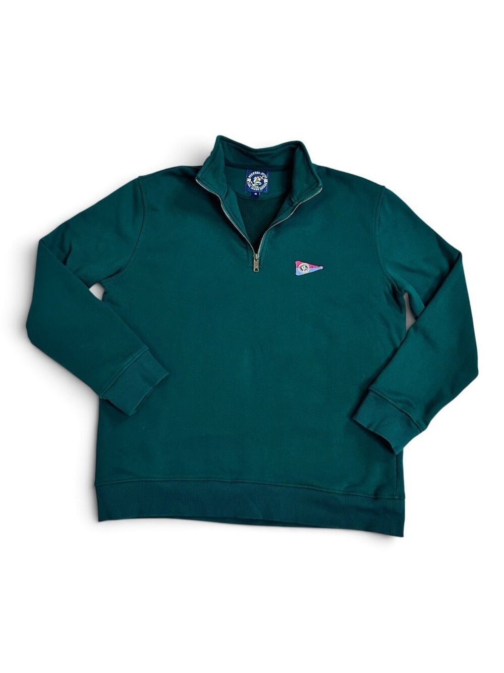 Kiel James Patrick Bermuda Shirt XL Green Quarter Zip Sweatshirt Nautical KJP